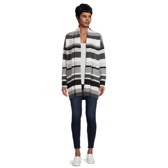 Time and True TM Oversized Striped Cardigan Sweater Open Front Longline Knit - Picture 15 of 16